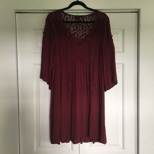 Burgundy, American eagle bell sleeve dress
